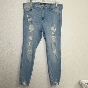 Hollister High Rise Crop Super Skinny Womens Stretch Denim Size 17R 33/26
